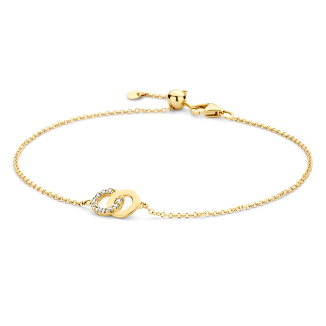 Blush Bracelet deux anneaux entrelacés sertis de zircones en or 14 carats - 2223YZI