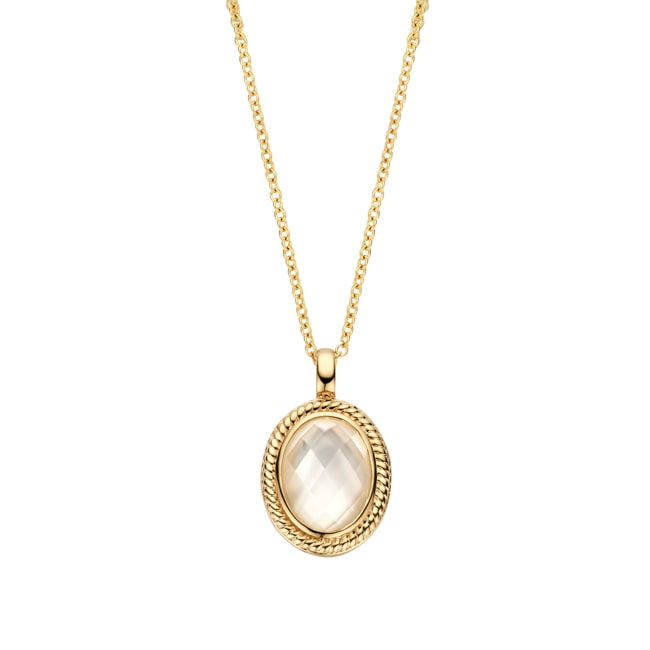 Blush 14ct Gold Vintage-Style Oval Gemstone Necklace - 3169YMQ