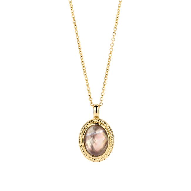 Blush Collier 14k Gelbgold mit Doublette aus schwarzem Perlmutt mit Bergkristall - 3169YBQ