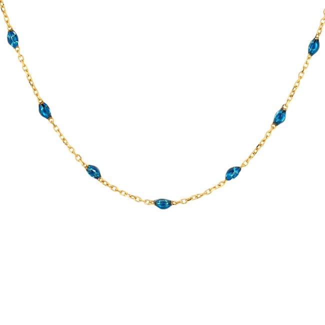 Blush 14ct Gold Blue Resin Bead Station Necklace - 3162YRB