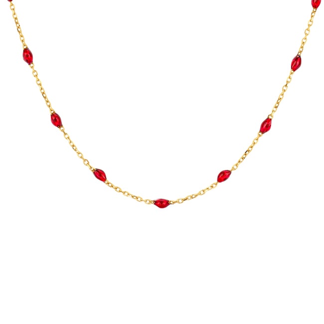Blush 14ct Gold Red Resin Station Necklace - 3162YRR