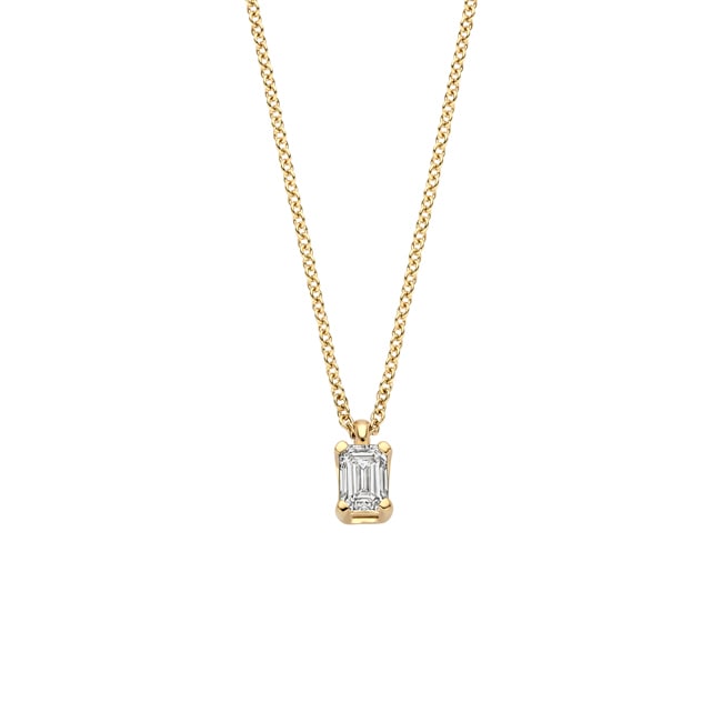Blush 14ct Gold 0.20ct Lab Diamond Emerald Cut Pendant Necklace - LG3016Y