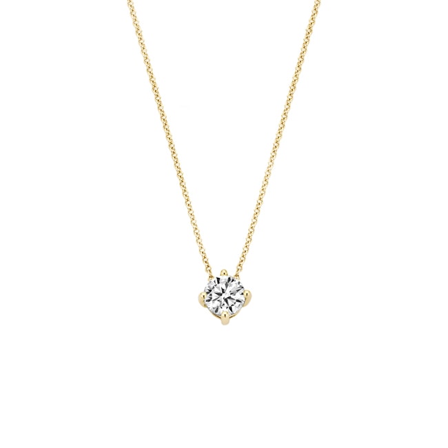 Blush 14ct Gold Solitaire Zirconia Pendant Necklace 4mm - 3057YZI
