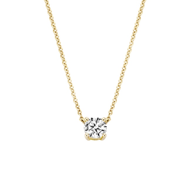 Blush 14ct Gold Solitaire Zirconia Pendant Necklace 5mm - 3049YZI
