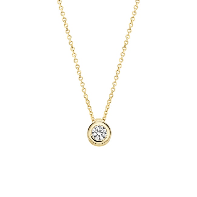 Blush 14ct Gold Pendant Necklace with Bezel-Set Zirconia Solitaire - 3067YZI