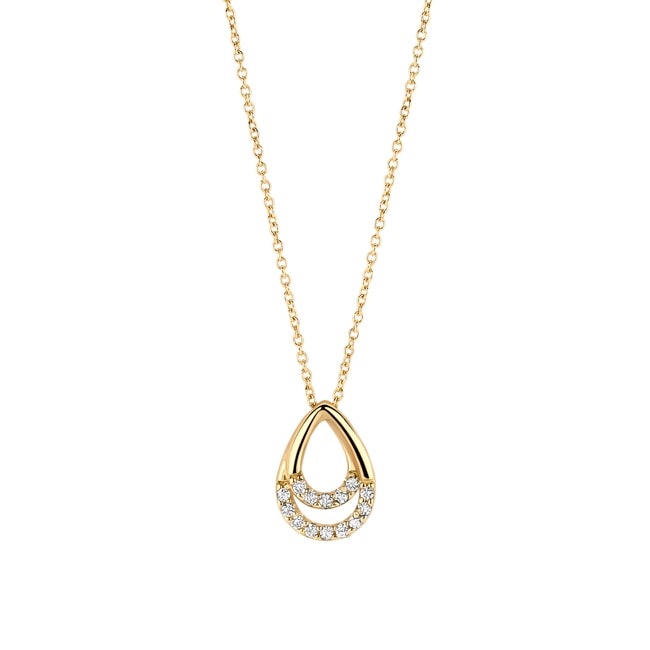 Blush 14ct Gold Teardrop Zirconia Pendant Necklace - 3195YZI