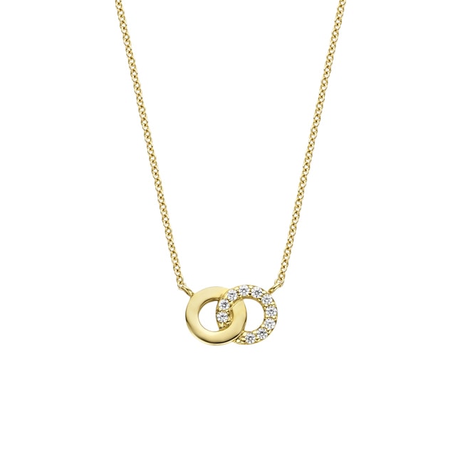 Blush 14ct Gold Interlocking Circles Zirconia Necklace - 3126YZI