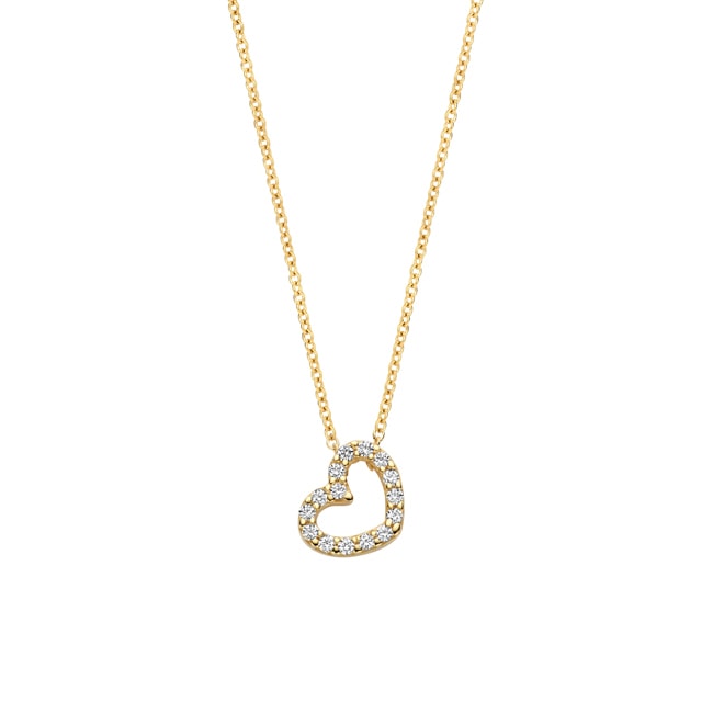 Blush Collier 14k Gelblgold mit Herzanhänger aus Pavé-Zirkonia - 3072YZI