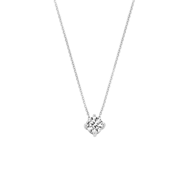 Blush 14ct White Gold Solitaire Zirconia Pendant Necklace 4.0mm - 3057WZI