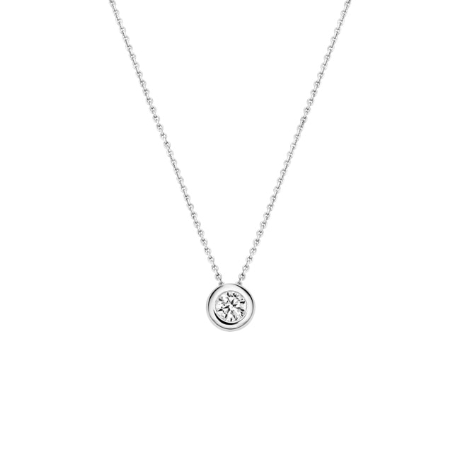 Blush 14ct White Gold Solitaire Zirconia Pendant Necklace 4.8mm - 3052WZI