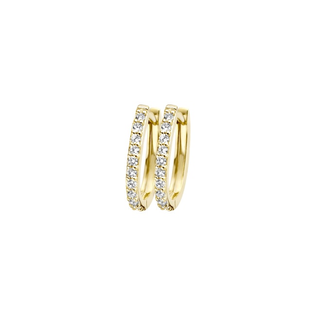 Blush Créoles ovales serties de zircones en or 14 carats - 7236YZI