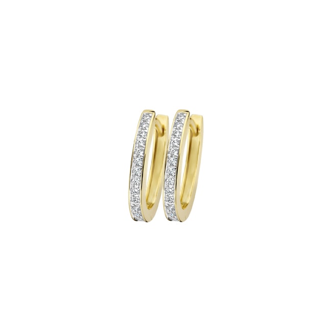 Blush Créoles ovales zircone 10.2 mm en or bicolore 14 carats - 7234BZI