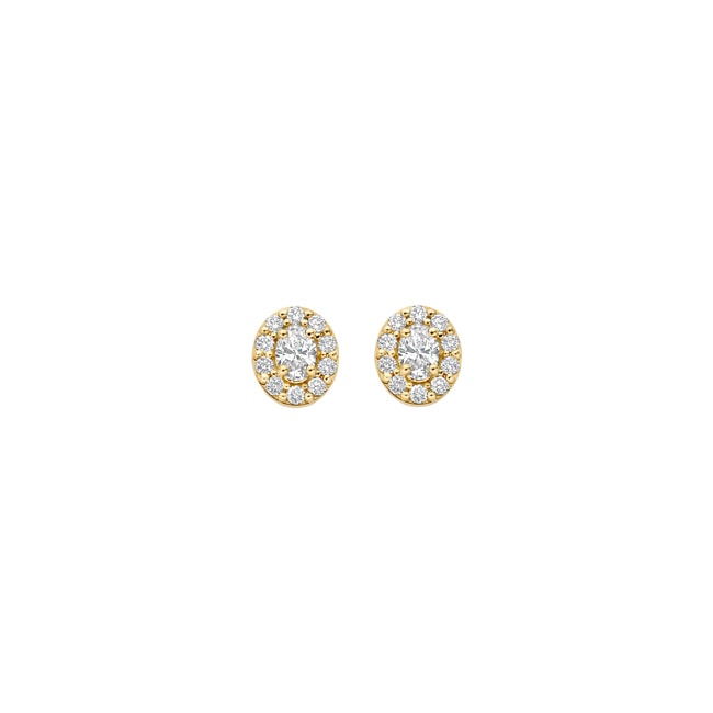 Blush Puces d'oreilles avec diamants synthétiques 0.36ct serti entourage or 14 carats - LG7033Y