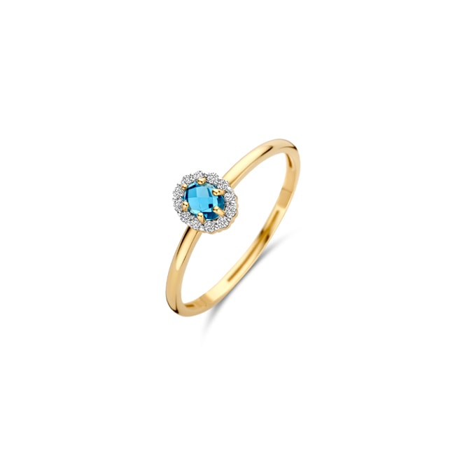 Blush Halo Ring 14k Gelbgold mit Blautopas und Zirkonia - 1258YLB