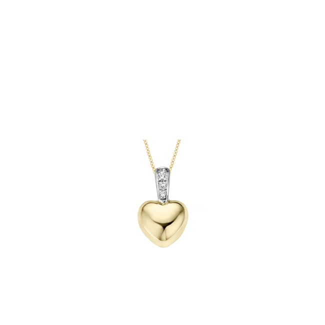 Blush 14ct Bicolour Gold Zirconia Pave Heart Pendant - 6077BZI