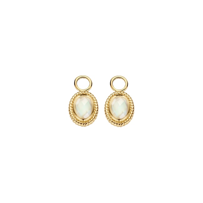 Blush Ohrring-Anhänger 14k Gelbgold mit Doublette aus Perlmutt mit Bergkristall - 9091YMQ