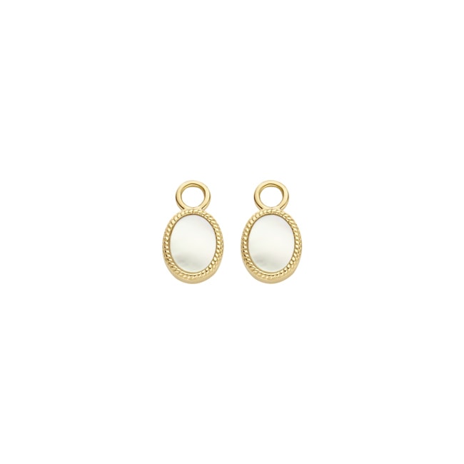 Blush 14ct Gold Mother of Pearl Rope Edge Earring Charms - 9078YMP