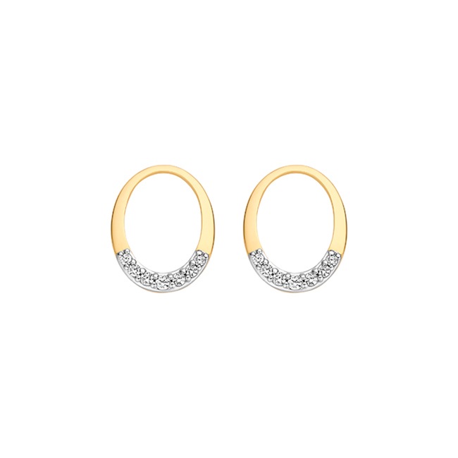 Blush 14ct Gold Zirconia Oval Hanger Hoop Earring Charms - 9053YZI