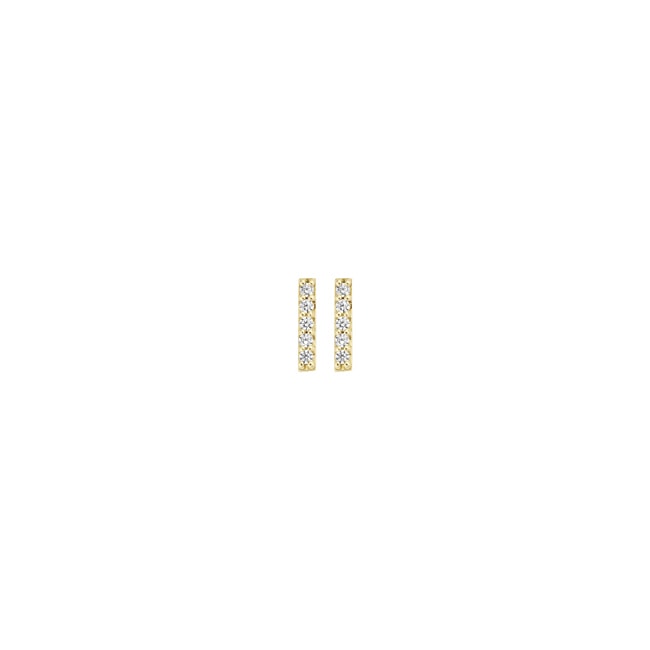 Blush 14ct Gold Minimalist Zirconia Bar Stud Earrings - 7196YZI
