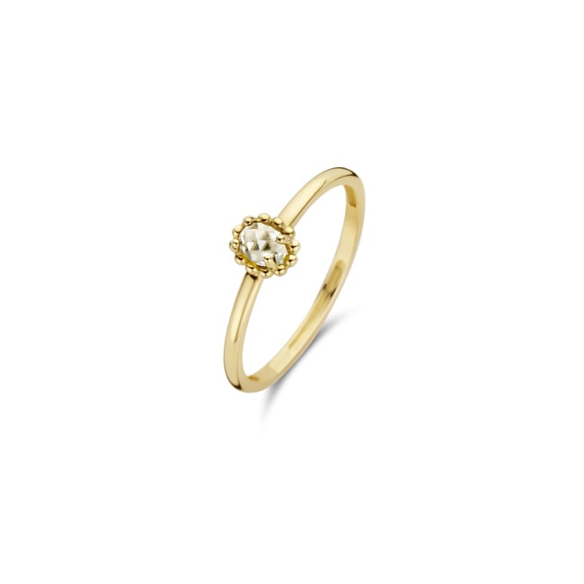 Blush 14ct Gold White Topaz Bead Set Solitaire Ring - 1227YWT