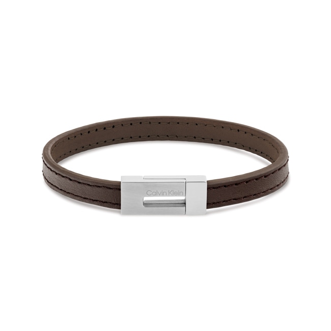 Calvin Klein Brown Leather Bracelet Exposed - 35100021