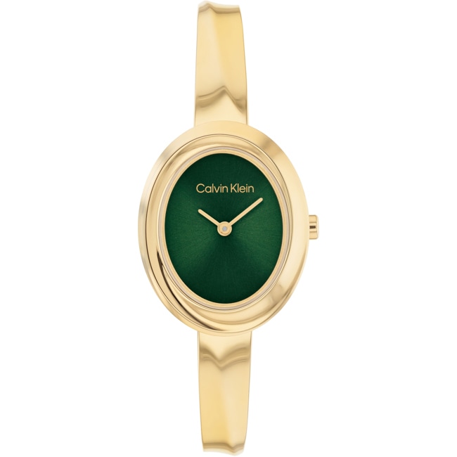 Calvin Klein Twisted Bezel Oval Gold / Green - 25100203