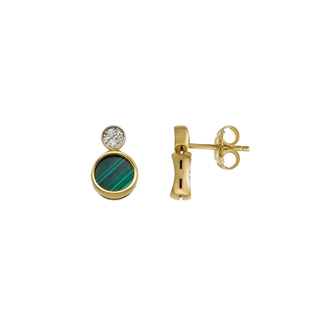 Chimento Armillas Glow Clous d'oreilles pendantes or jaune 750 avec malachite et diamants 0.23 ct G/vs - 1O10330ML1000