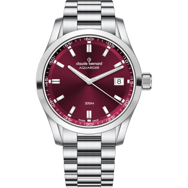 Claude Bernard Aquarider Date 36 Silver / Red - 53029 3M ROUIN
