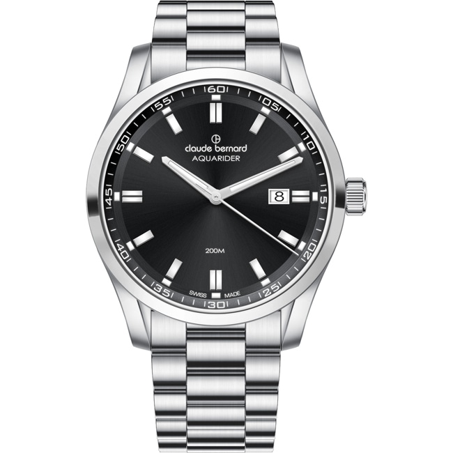 Claude Bernard Aquarider Date 42 Silver / Black - 53028 3M NIN