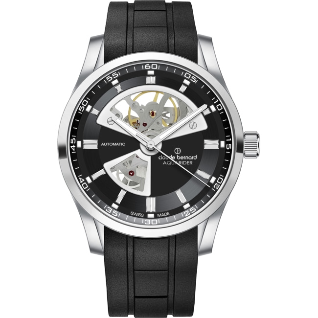 Claude Bernard Aquarider Open Heart Automatic Black - 85030 3CA NIN