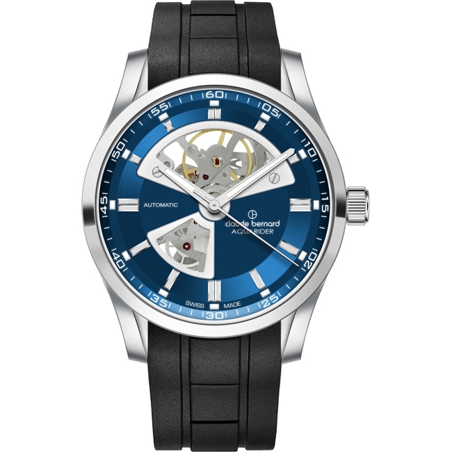 Claude Bernard Aquarider Open Heart Automatic Black / Blue - 85030 3CA BUIN