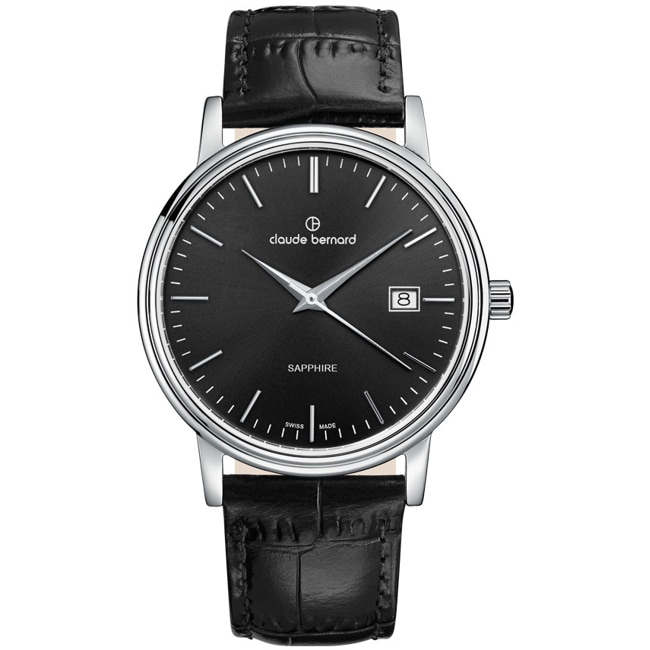 Claude Bernard Classic 39 Schwarz / Silbrig - 53007 3 NIN