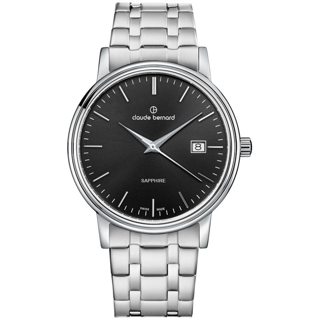 Claude Bernard Classic 39 Silver / Black - 53007 3M NIN