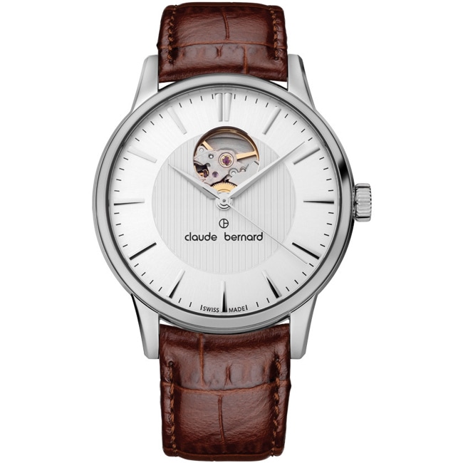 Claude Bernard Classic Automatic Open Heart Marron / Argenté - 85017 3 AIN