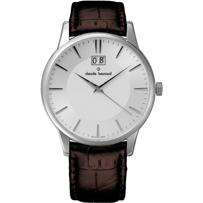 Claude Bernard Classic Big Date Silver / Brown - 63003 3 AIN