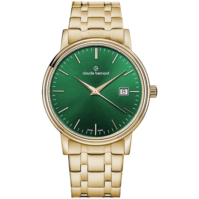 Claude Bernard Classic Gents Date Gold / Green 42mm  - 53009 37JM VID