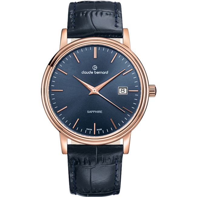 Claude Bernard Classic Gents Date Rose / Bleu 42mm  - 53009 37R BUIR