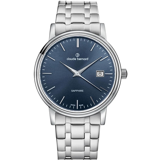 Claude Bernard Classic Gents Date Argenté / Bleu 42mm  - 53009 3M BUIN