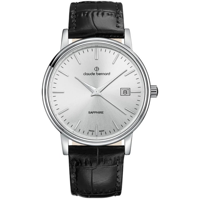 Claude Bernard Classic Gents Date Silbrig / Schwarz 42mm  - 53009 3 AIN