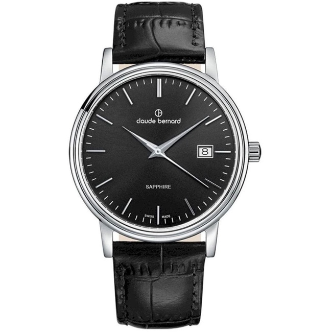 Claude Bernard Classic Gents Date Argenté / Noir 42mm  - 53009 3 NIN
