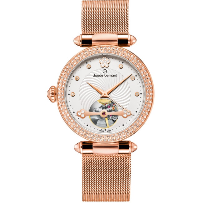 Claude Bernard Dress Code Automatic Open Heart Lady Rose / Silver - 85023 37RPM APR