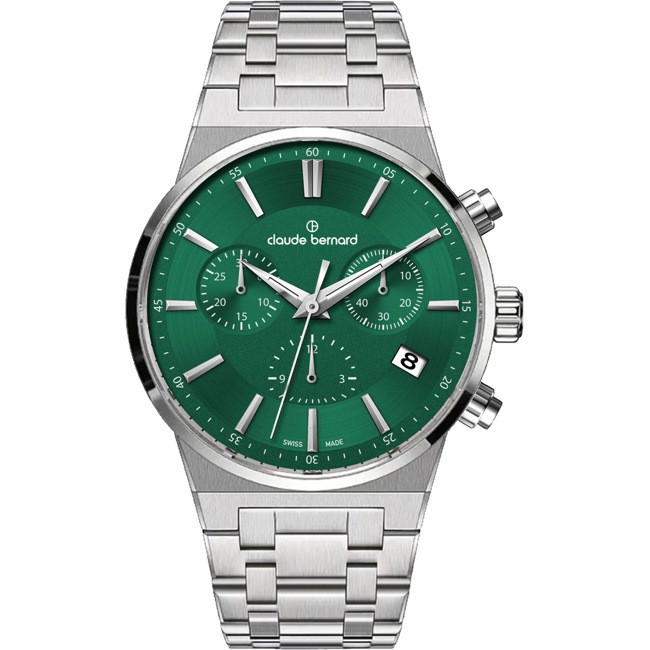 Claude Bernard Neo 1973 Chronographe 35 Argenté / Vert - 10264 3M VIN