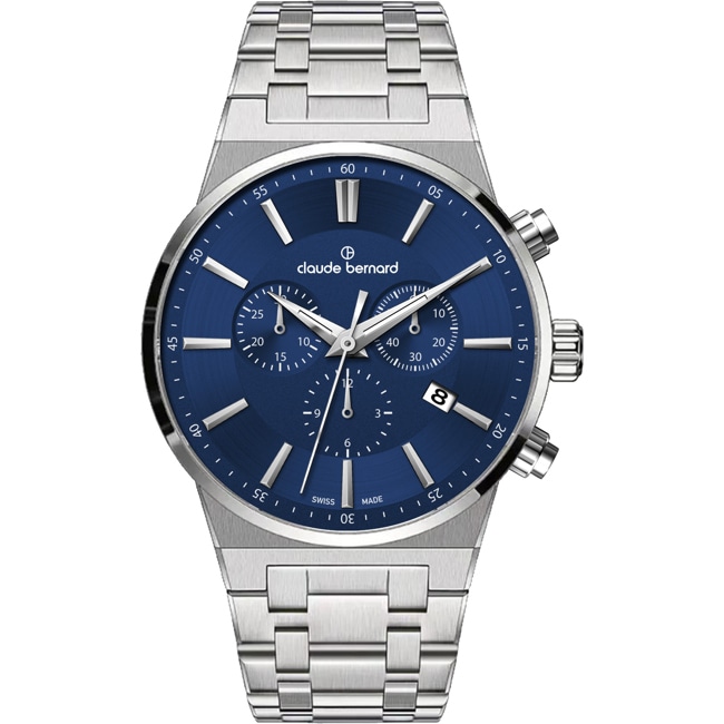 Claude Bernard Neo 1973 Chronographe 41 Argenté / Bleu - 10265 3M BUIN