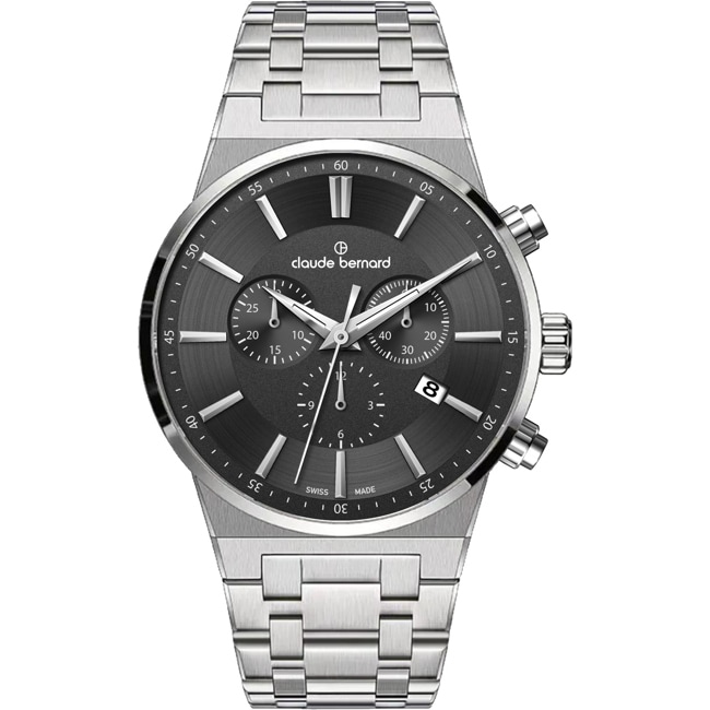 Claude Bernard Neo 1973 Chronograph 41 Silbrig / Schwarz - 10265 3M NIN