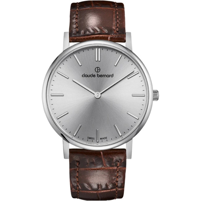 Claude Bernard Slim Line 41 Silbrig / Braun - 20219 3 AIN
