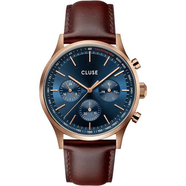 Cluse Anthéor Multifunction Leather Blue / Rose Gold Colour - CW21009