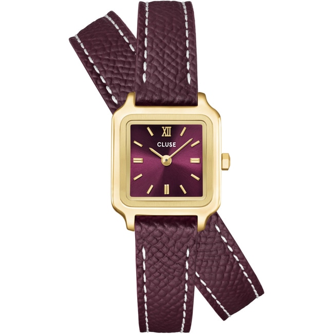 Cluse Gracieuse Mini Watch Double Leather Dark Cherry / Gold - CW15503