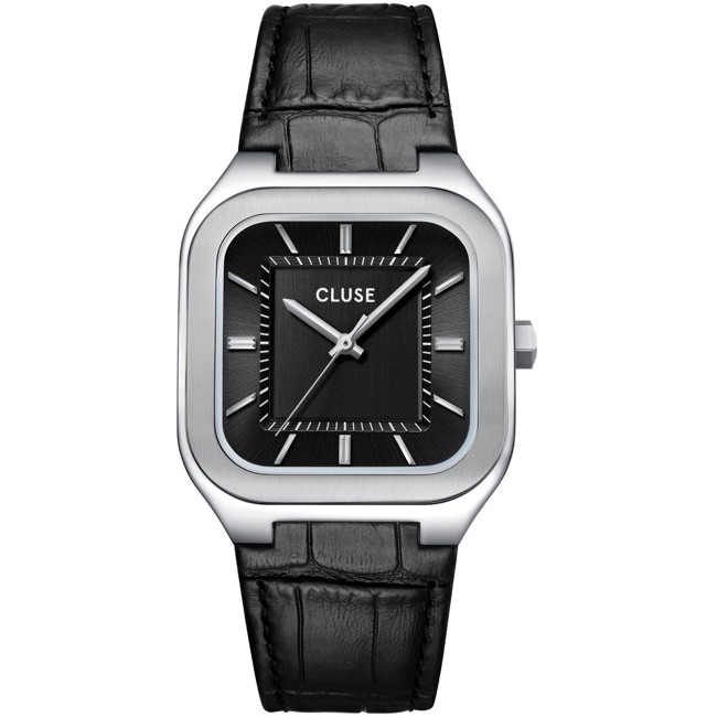 Cluse Quadrus Cuir Argenté / Noir - CW25703