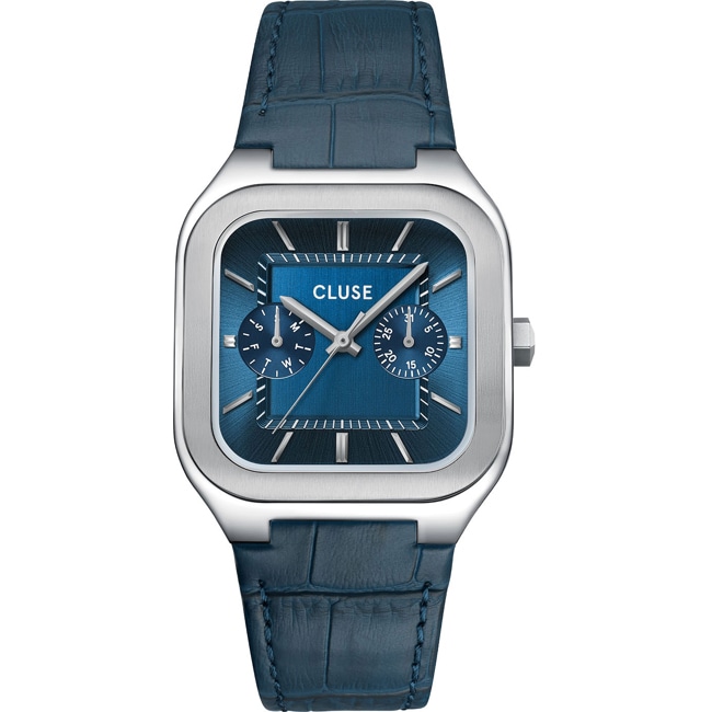 Cluse Quadrus Multifunction Day Date Leder Blau / Silbrig  - CW26207