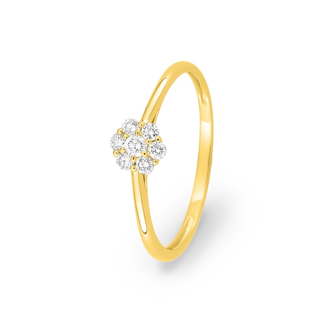Bague cluster or jaune 375/9 ct avec diamants de laboratoire 0.15 ct - 9KLGD079Y